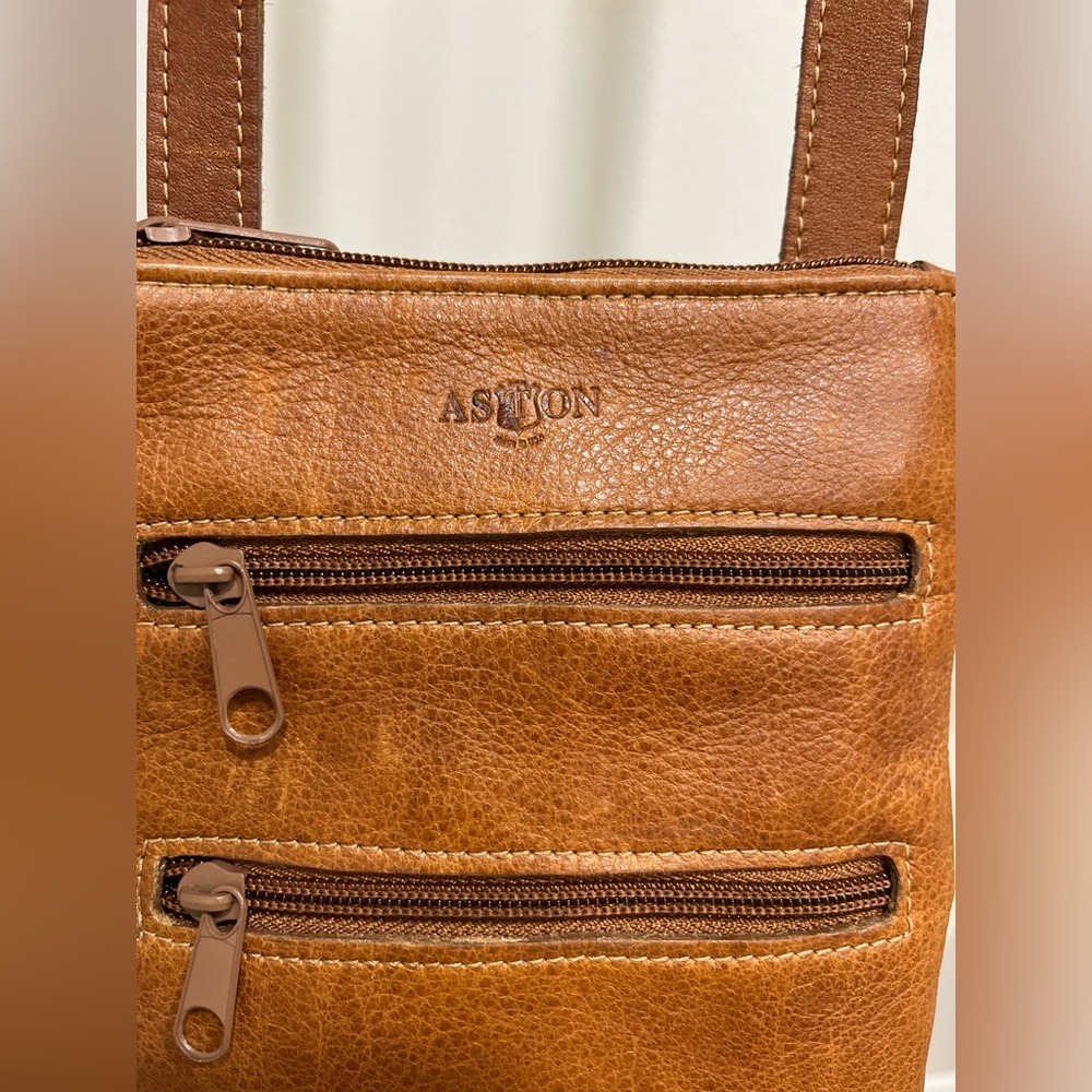 Aston Made in USA🇺🇸Leather Cognac Bag - Picture 2 of 14